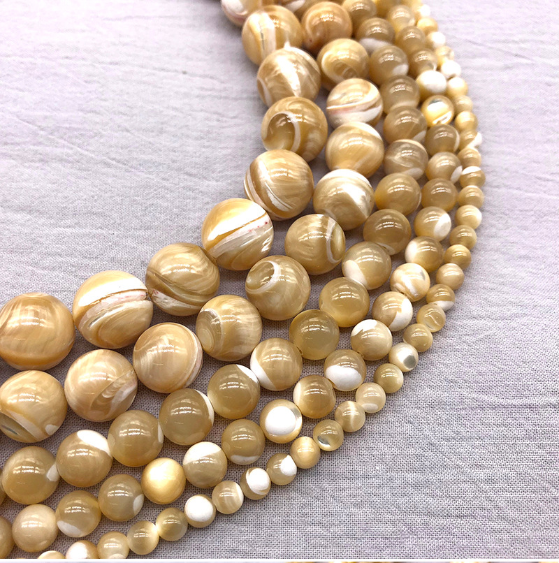 超越饰品 天然咖啡白色马蹄螺贝壳散珠子批发 外贸手链女diy耳坠