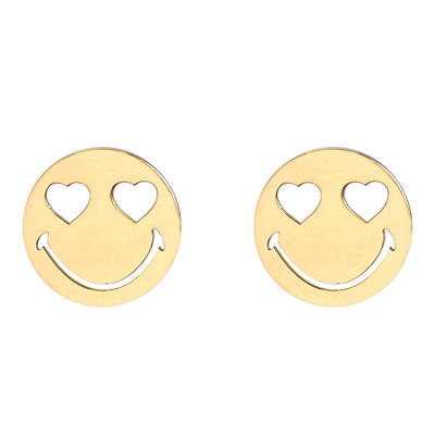 表情包笑脸鬼脸不对称耳钉女款钛钢时尚简约快卡通不锈钢耳饰首饰