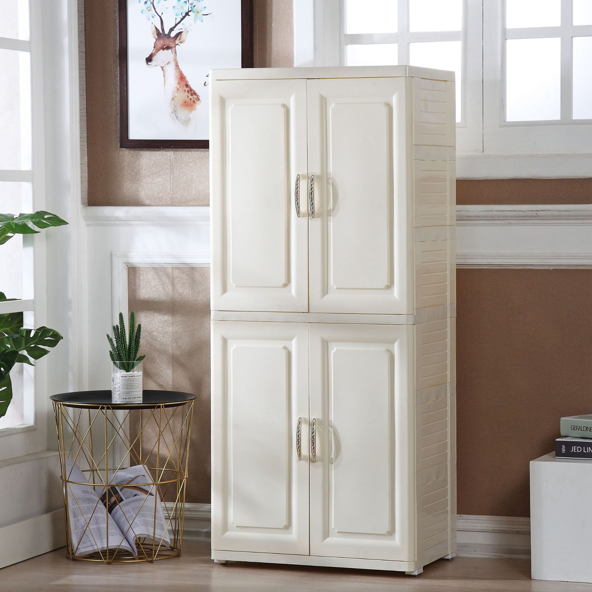 挂衣式双开门收纳塑料衣柜储物柜婴儿衣柜塑料收纳儿童整理衣柜