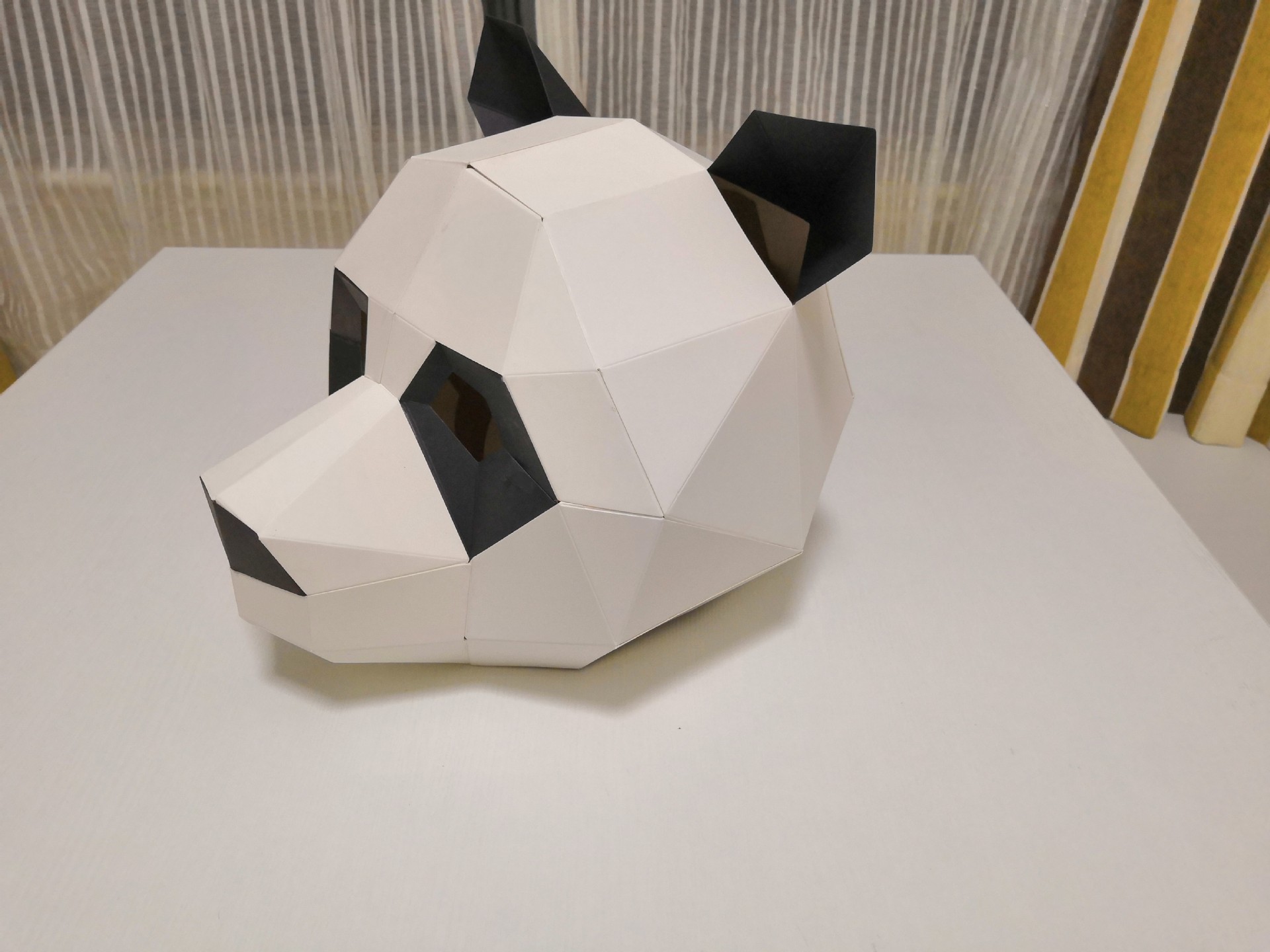 免裁切3d创意熊猫头套动物纸模手工折纸材料活动派对表演面具