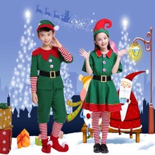 儿童圣诞节表演服装男女童圣诞精灵装扮幼儿圣诞衣服亲子演出服