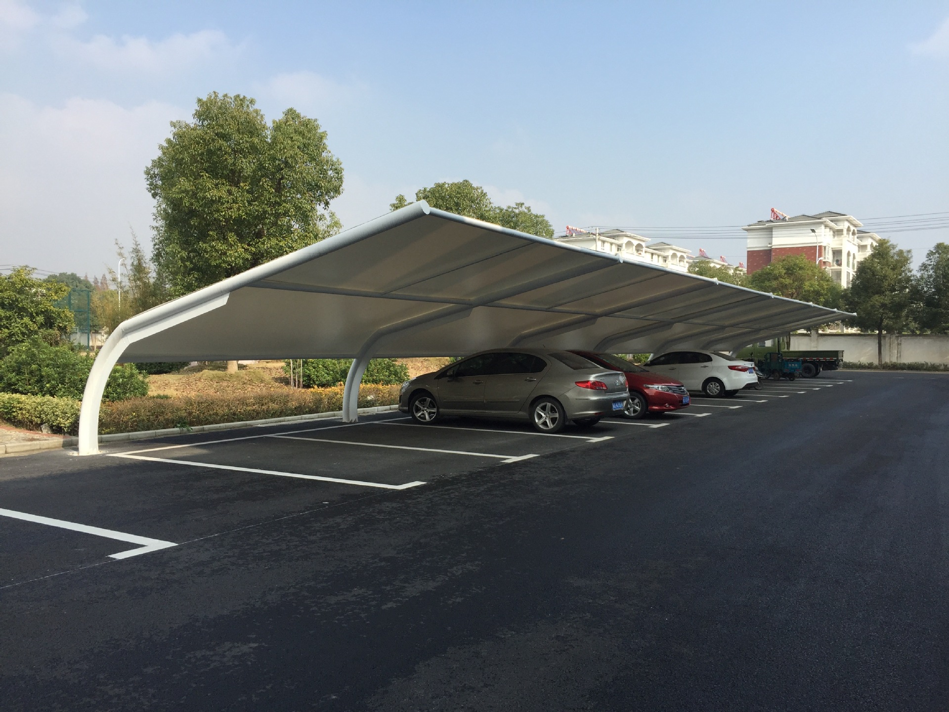 厂家安装膜结构停车棚充电站汽车棚张拉膜车棚定制自行电瓶车蓬