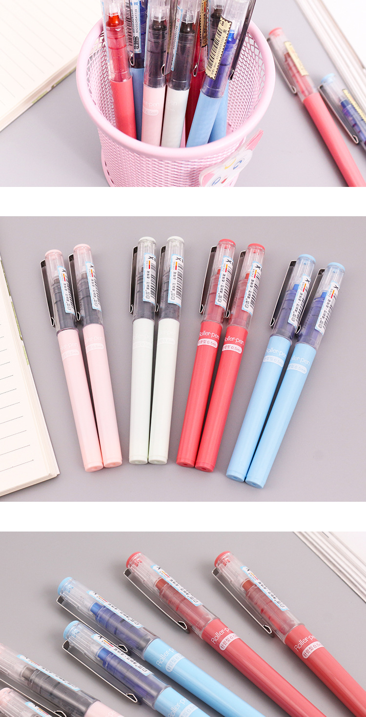 x88白雪直液式走珠笔0.5mm黑色签字针管蓝色水性笔学生用中性笔