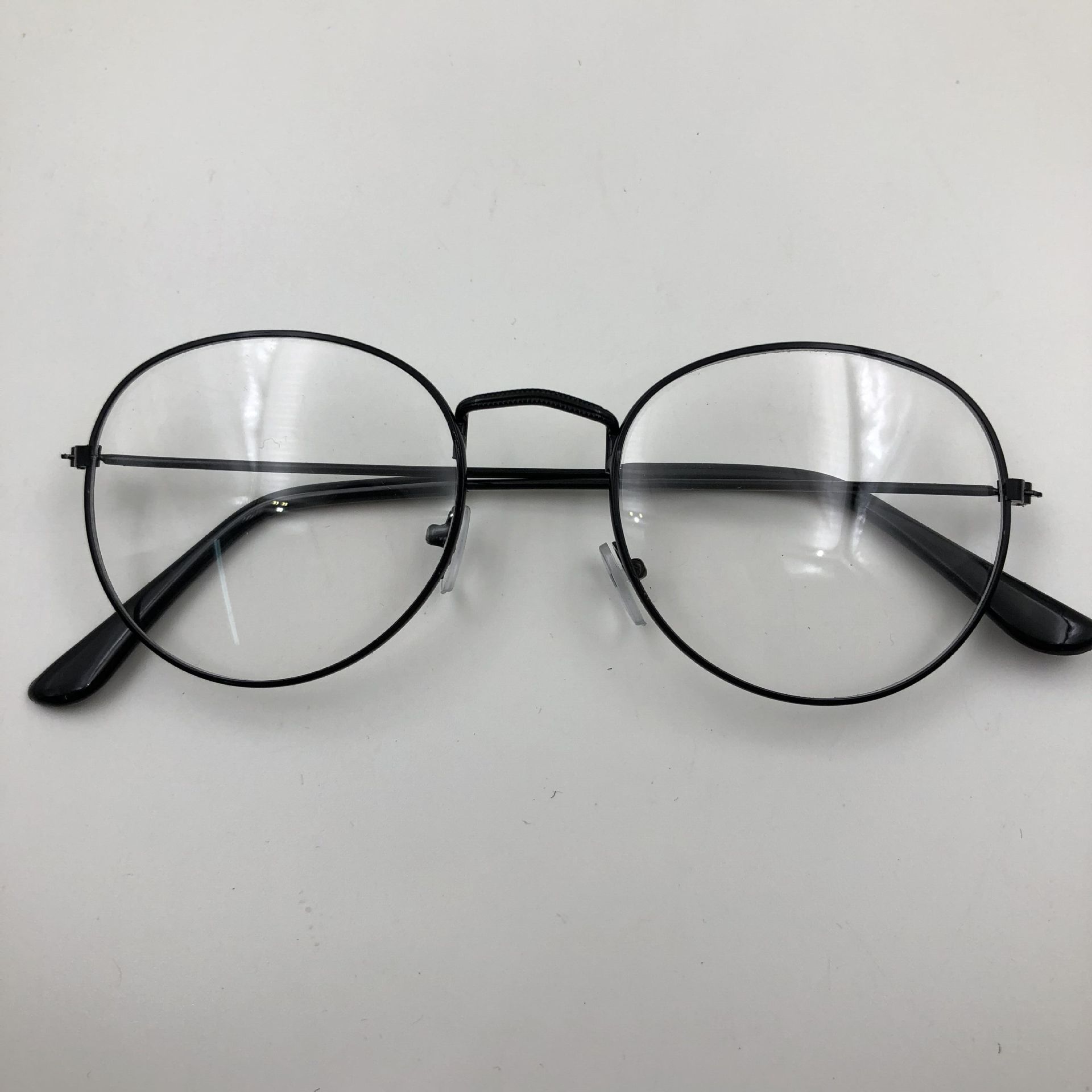 黑源3447潮流平光镜 复古圆形眼镜框 金属眼镜架男女学生可配近视