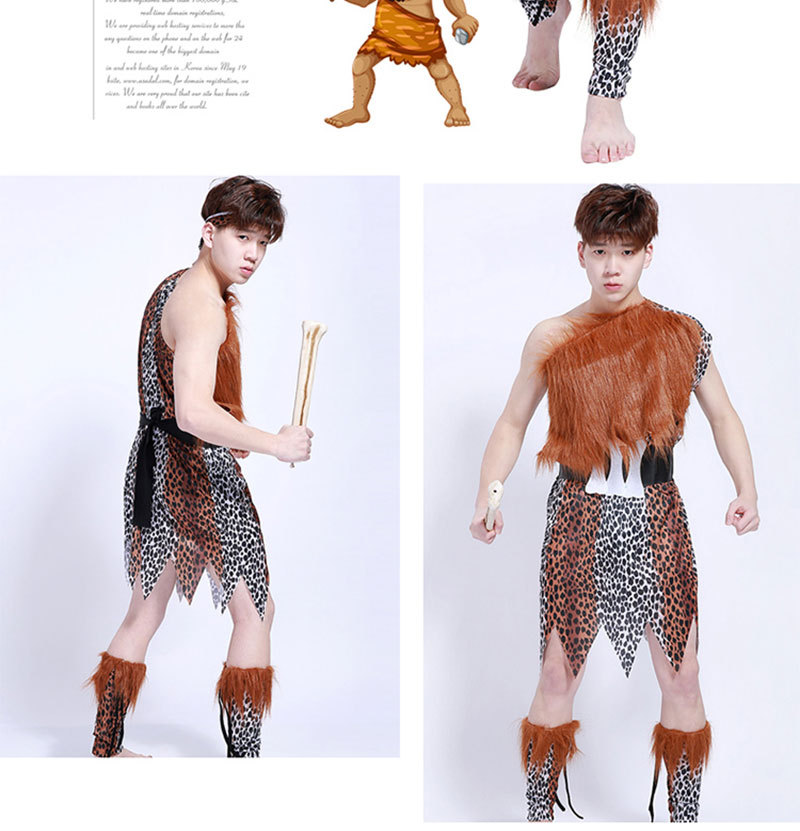 儿童野人服成人男女豹纹非洲印第安疯狂原始人衣服cosplay演出服