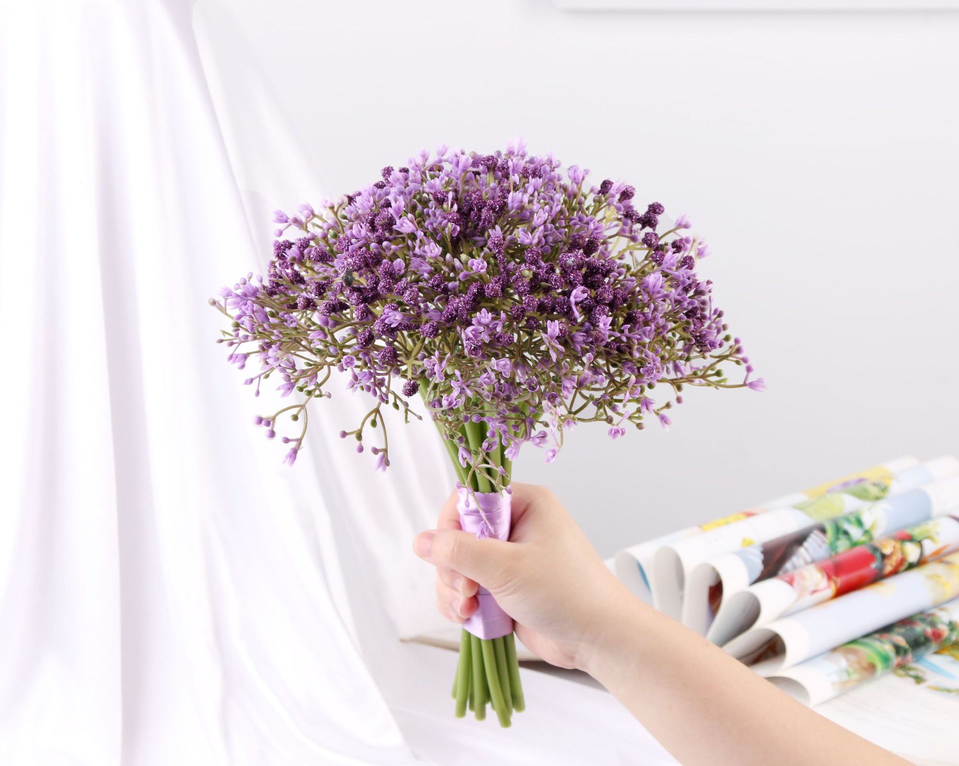 满天星仿真花手捧情人满天星婚庆婚礼花束新娘手捧花厂家批发