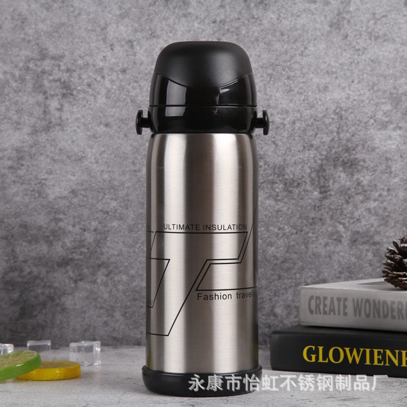 Hot Selling Stainless Steel Thermos Cup Outdoor Sports Bottle Creative Gift Thermos Double Lid Travel Pot Wholesale
