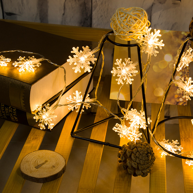 ins雪花片led造型小彩灯串灯婚庆节日氛围装饰闪灯圣诞树挂件灯串