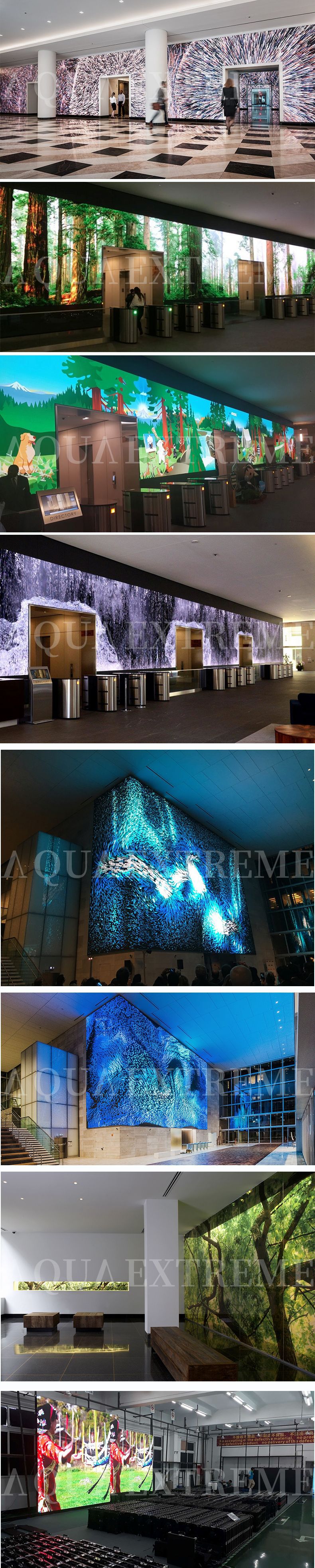 瀑布流水屏风墙 led显示屏景观 电子屏造景动态设计 瀑布流水景观