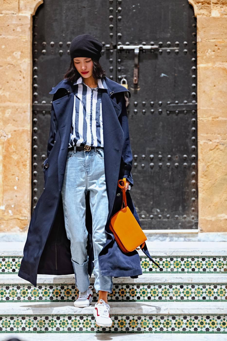 2018原创品牌aki重磅定染长款风衣女秋冬新款翻领系带收腰显瘦