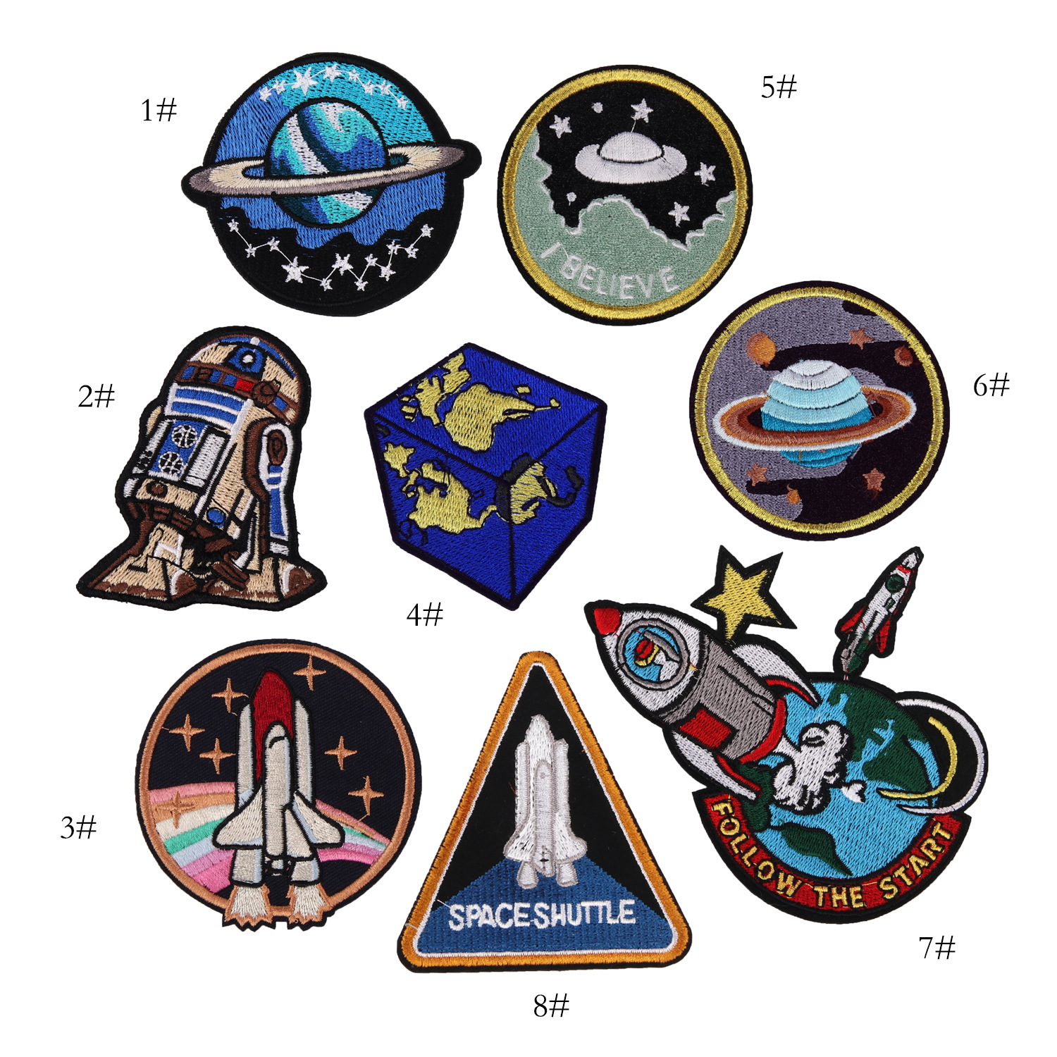 卡通星球宇航员绣花章商标圆标刺绣布贴补丁贴衣服补洞服装辅料