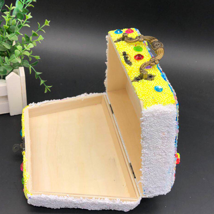 儿童手工创意diy 木制手提包白胚 珍珠泥填色收纳盒
