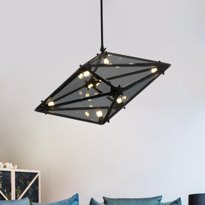 后现代简约北欧餐厅灯 创意钻石橄榄形状灯罩个性创意led单头吊灯