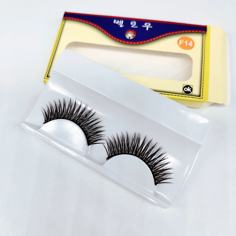 Huiyuan 15 Double Pairs of False Eyelashes F14 Natural Nude Makeup Thick Long Cross Long Eyelash