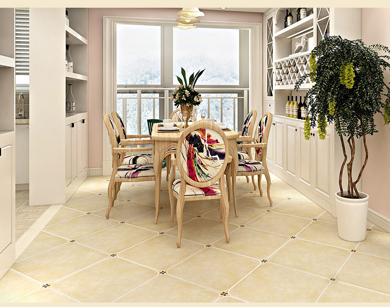 磁砖地板砖卧室美式乡村仿古砖500x500圆角拼花瓷砖