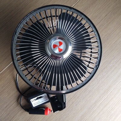 黑色金属塑料车用电风扇 12v车用车载风扇 6寸带开关迷你摇头风扇