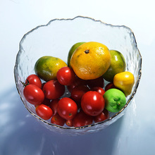 厂家直销日式金边沙拉碗蓝色水晶玻璃网红波浪蔬菜水果创意甜品碗
