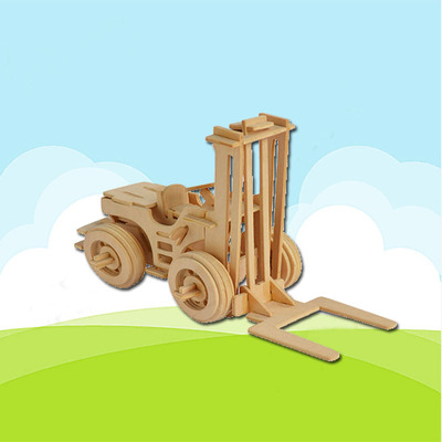 3d立体拼图 木制儿童玩具立体拼板木质diy创意礼品模型工程车叉车