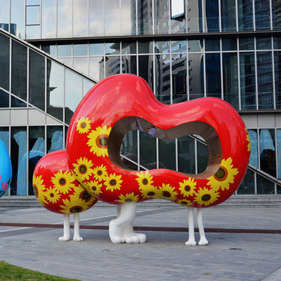 广场大型玻璃纤维美陈景观小品摆件户外玻璃钢彩绘卡通公仔雕塑