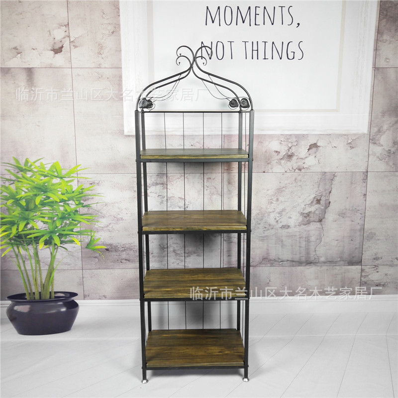 New Simple Floor Display Shelf Storage Shelf Steel Wood Bookshelf Simple Rack Living Room Factory Wholesale