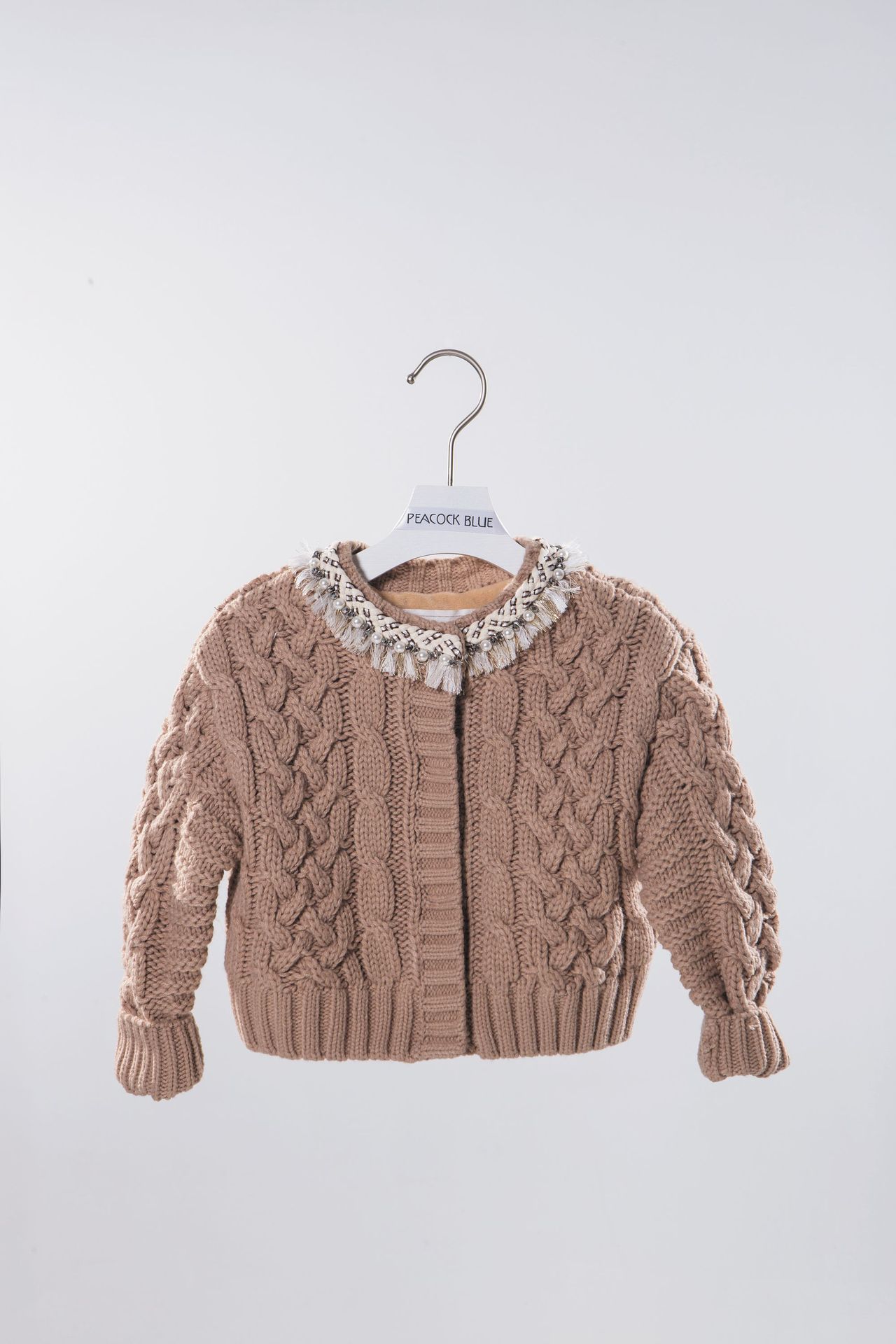 peacock blue轻奢童装秋冬新品大麻花毛衣外套亲子秋冬新款毛衣