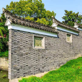 徽派仿古旧青砖切片承接园林古建工程青砖青瓦庭院围墙粘土老青