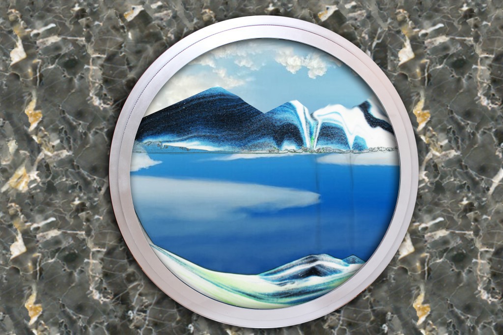 海阔天空圆形3d艺术流沙画金属工艺品客厅背景墙家居装饰画工艺画