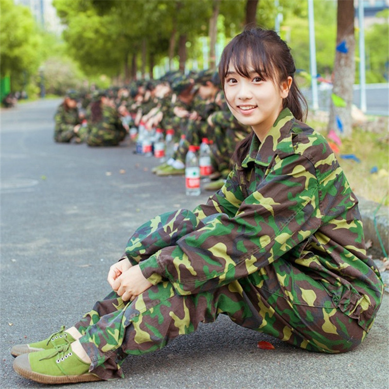 批发学生军训迷彩服装 大学生长袖军训服耐磨防刮夏季军训服装