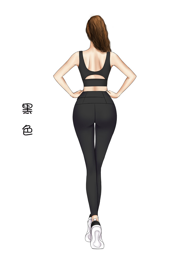 新款高腰运动紧身健身裤 腰包环绕一体裤欧美蜜桃臀提臀瑜伽裤女