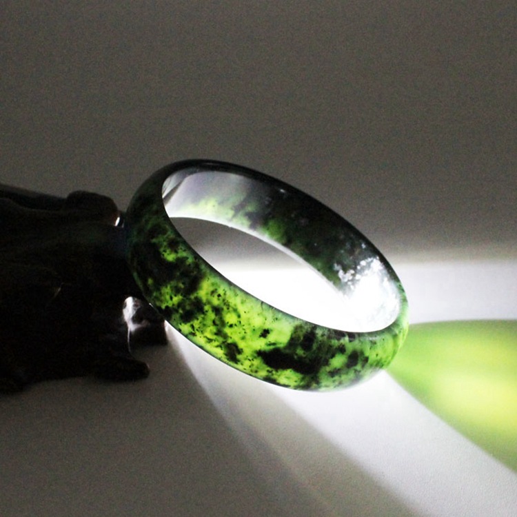 玉饰手镯大批发 天然黑青玉飘花蛇纹石玉镯 正品蛇纹石玉石镯子