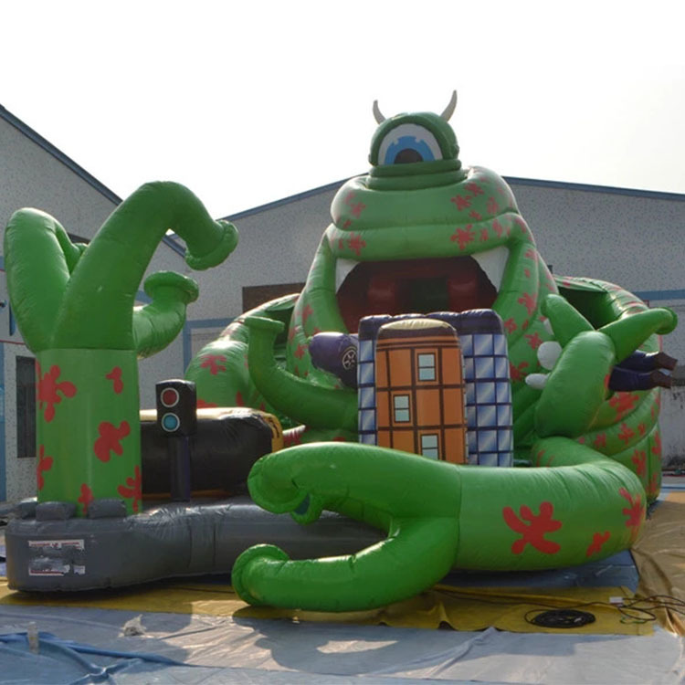 定制卡通独眼怪滑梯乐园章鱼帐篷户外儿童充气大型模型厂家直销