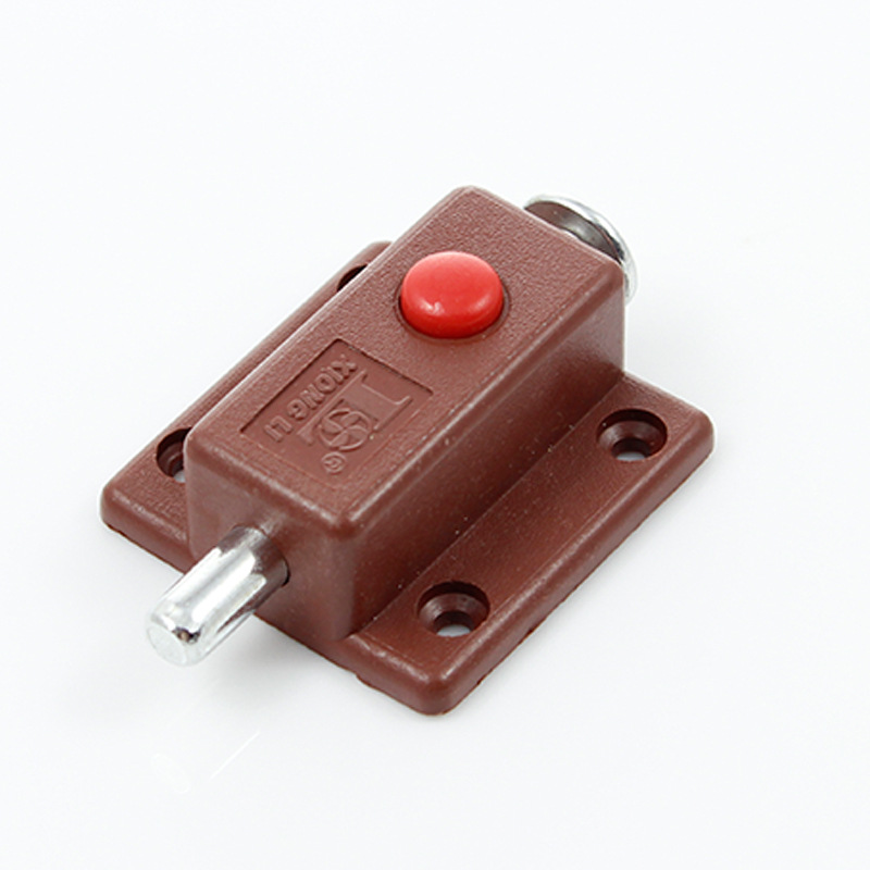 自弹式插销家具五金配件自动按钮插销家具明插销柜门弹簧插销