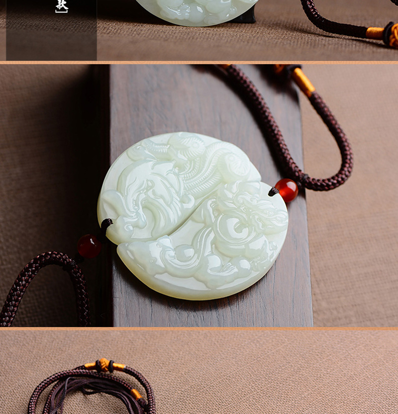 天然和田玉定情信物龙凤八卦玉佩情侣款夫妻玉佩配饰一对情侣玉坠