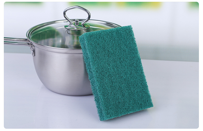 多功能绿色2cm加厚含砂百洁布 厨房清洁不粘油去污双面洗碗抹布