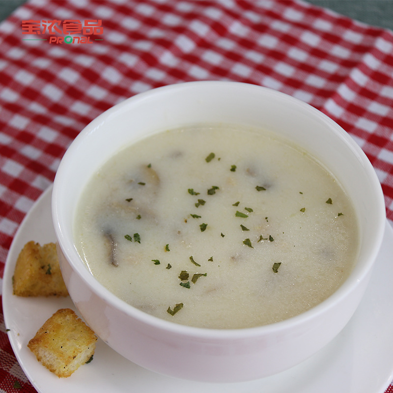 法式鸡蓉蘑菇汤1kg袋鸡茸蘑菇浓汤加热即食鸡茸蘑菇汤