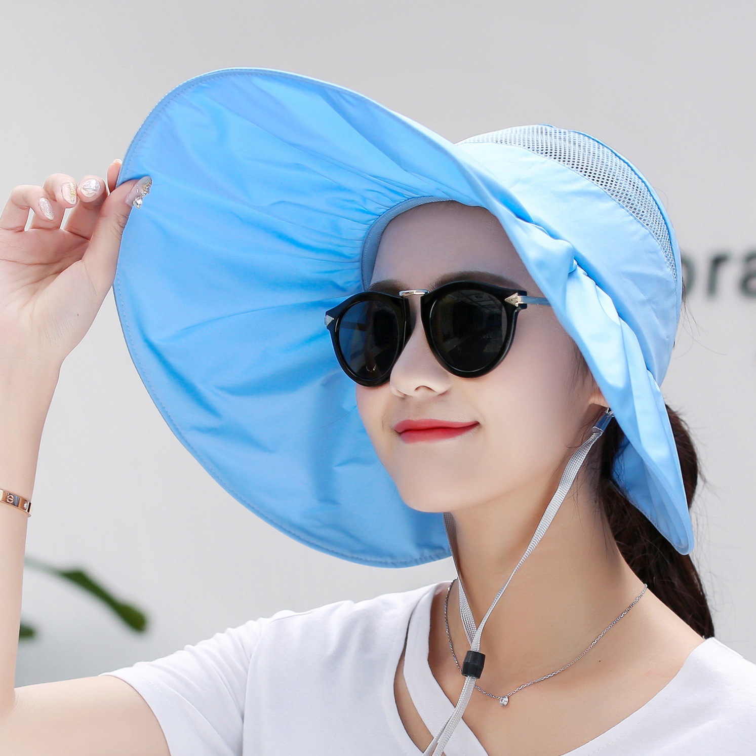 9023帽子女夏季韩版遮阳帽防晒可折叠空顶帽大沿紫外线户外太阳帽