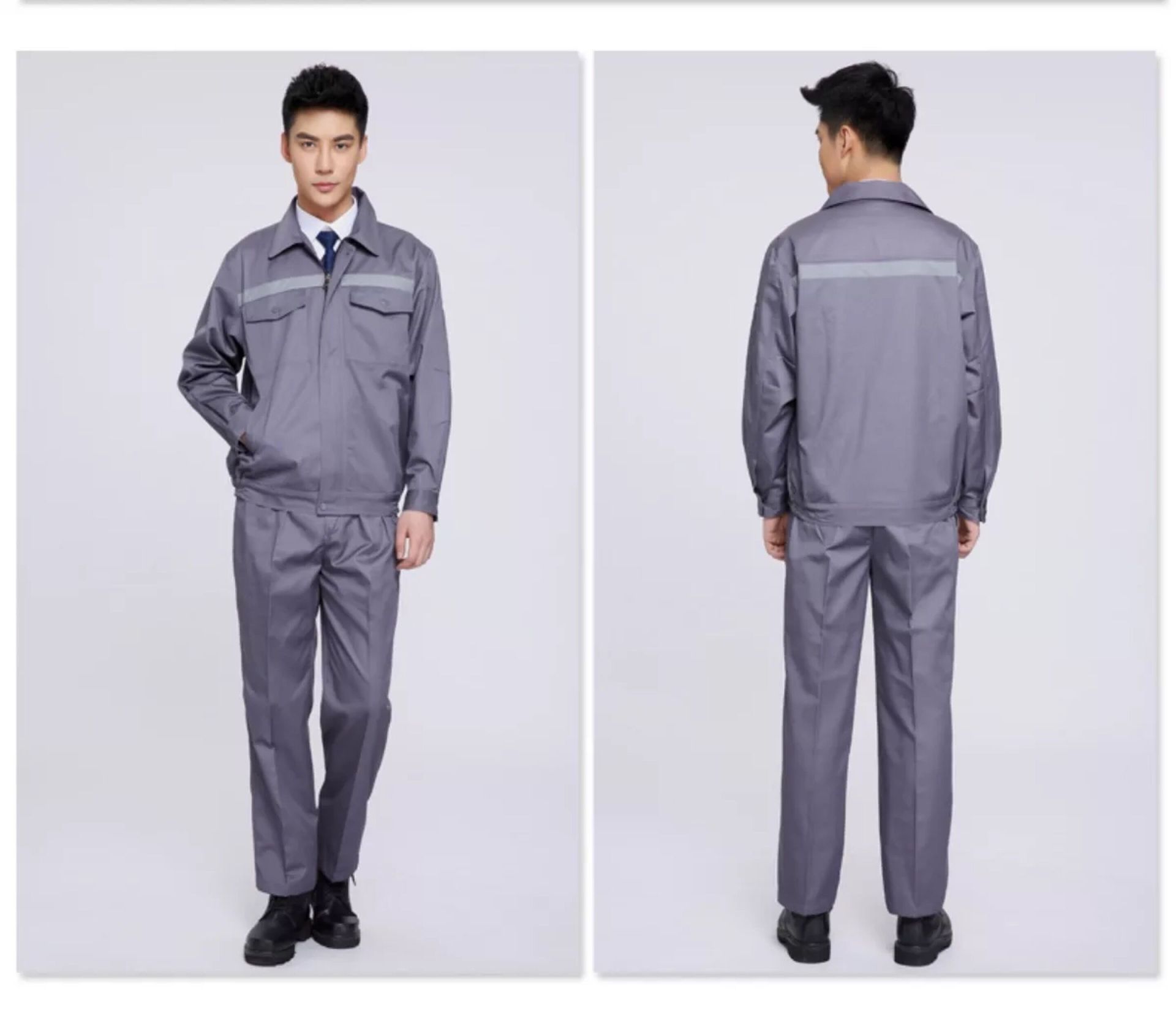 秋款长袖工作服劳保服汽修涤棉反光条男焊工装工装服套装