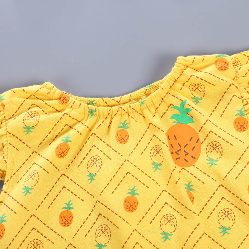 菠萝造型衣服加帽子婴儿衣服纯棉透气夏天凉爽哈衣爬服 福来凤梨