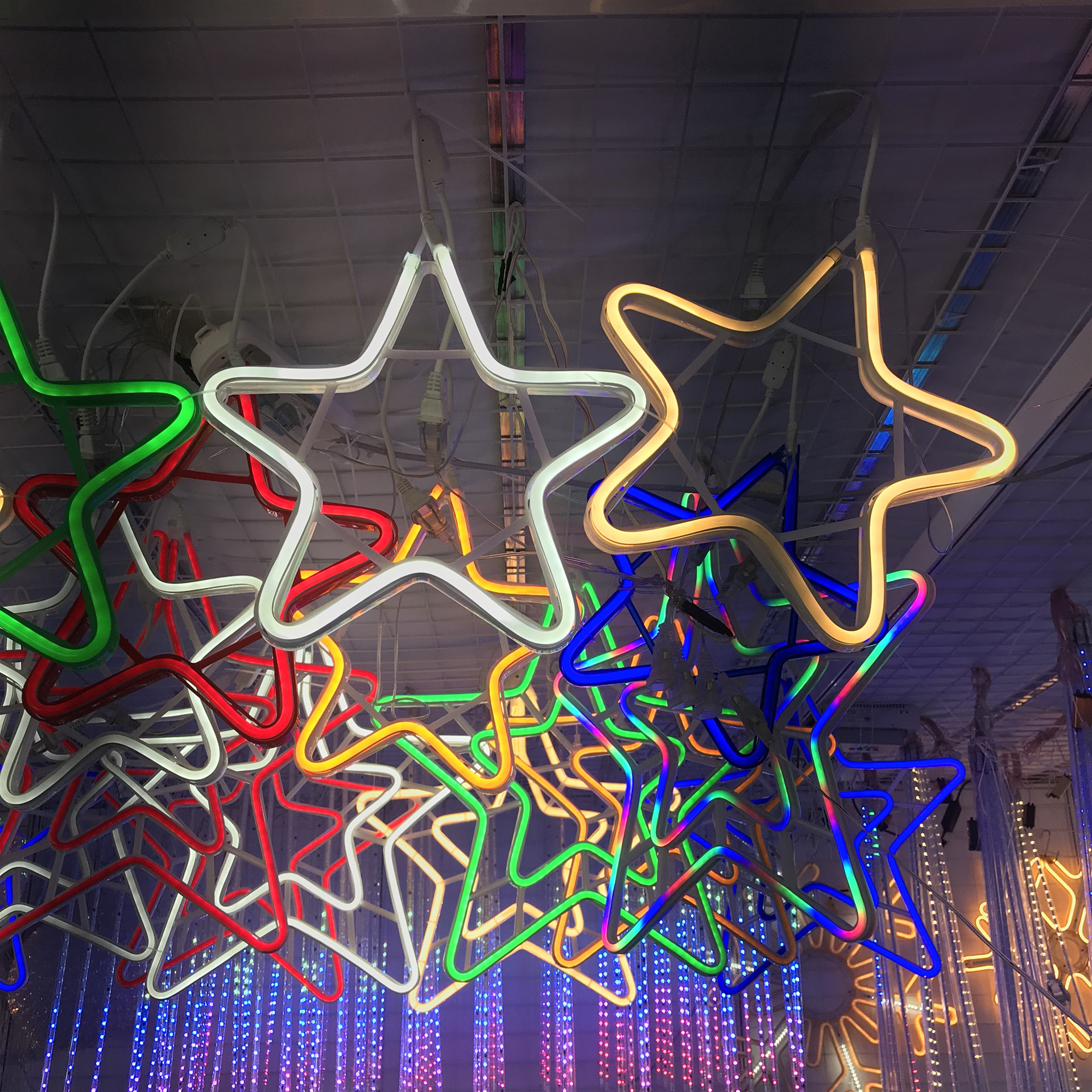 五星挂件发光五星灯饰防水led月亮雪花街道亮化装饰迎春灯饰