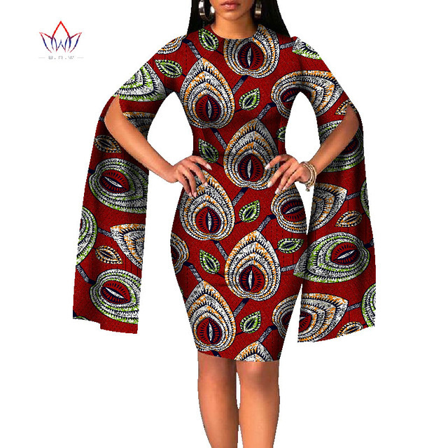 非洲民族风长袖连衣裙 全棉非洲蜡染布印花裙速卖通热卖货源批发