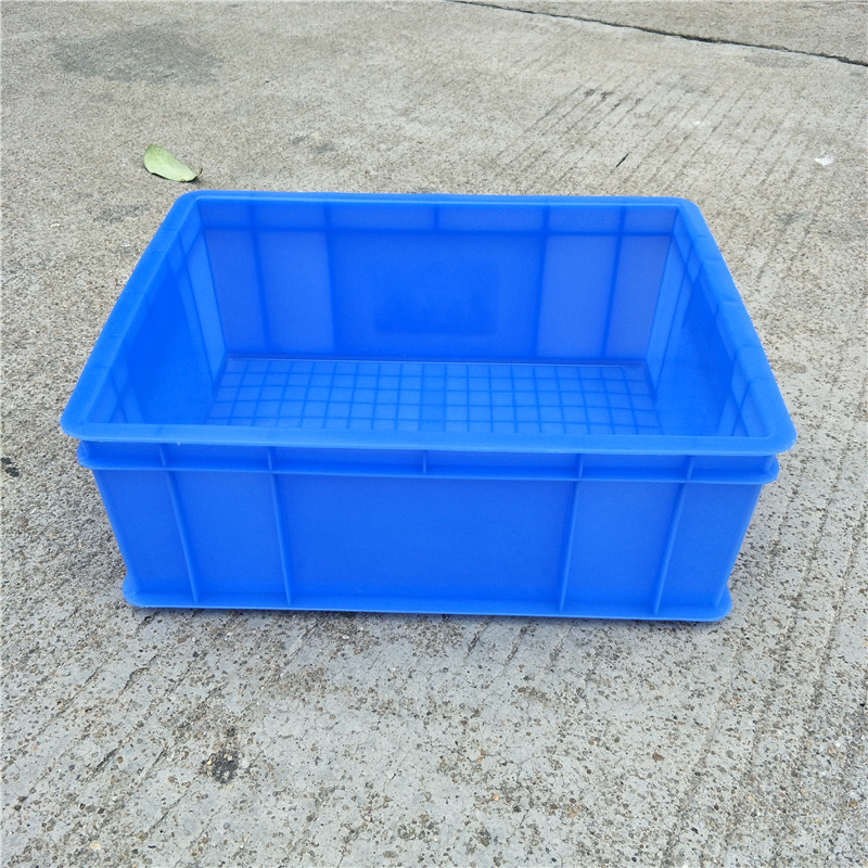 塑料周转箱蓝色加厚塑料箱子工业带盖胶箱胶框大号物料水箱厂走量