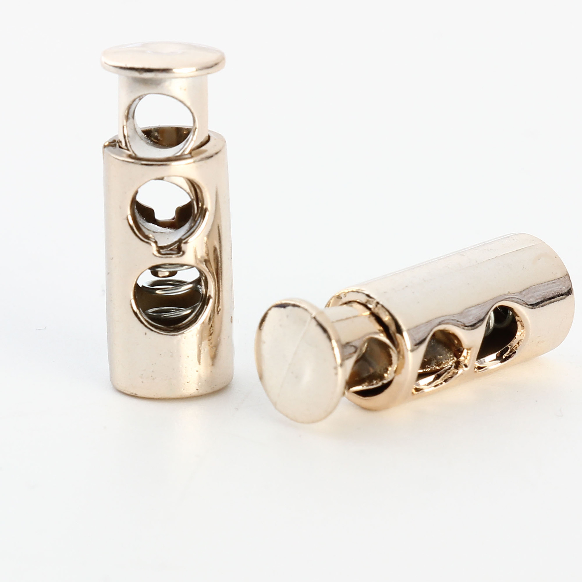 厂家松紧弹力塑料绳扣 双孔弹簧卡扣吊钟绳扣调节扣纽扣abs电镀