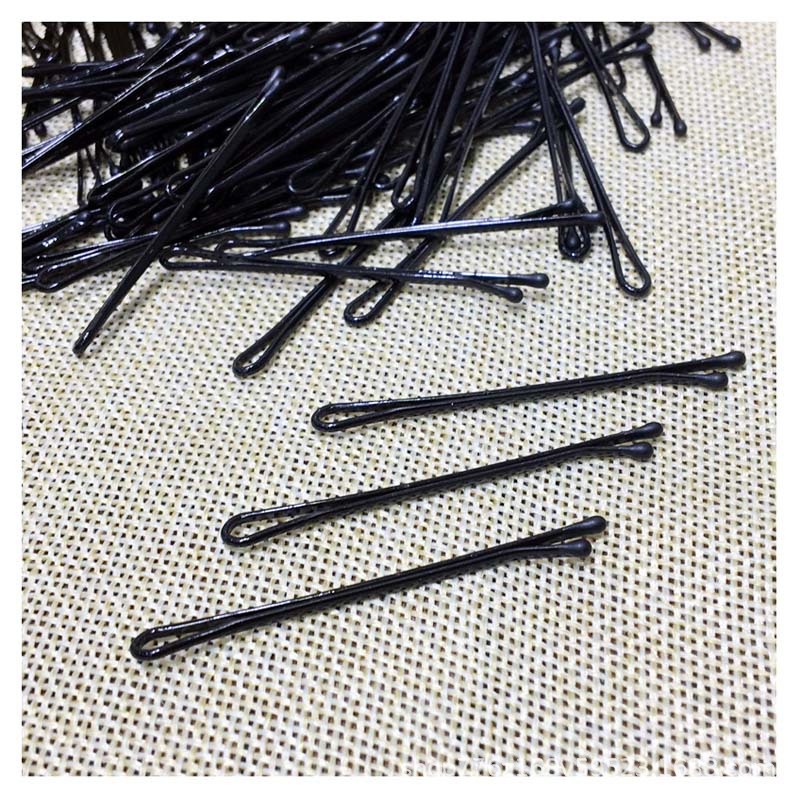 黑卡子影楼用品盘头发夹圆头小黑夹子钢丝夹大盒装一字夹盘发卡子