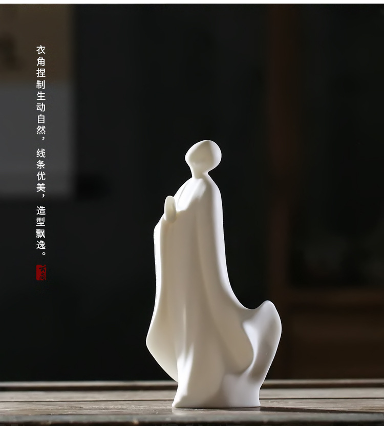 云尚 德化白瓷无相佛禅意新中式陶瓷摆件创意现代玄关风水摆件