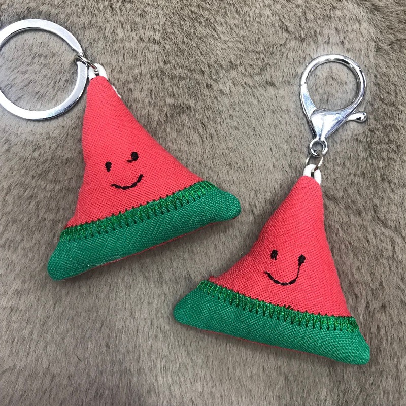 韩版布艺充棉笑脸西瓜水果发饰龙虾扣包包饰品挂件充棉公仔钥匙圈