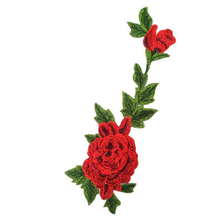 欧根纱多色多层绣花布贴重工色织刺绣玫瑰花diy花边辅料