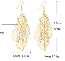 新款韩国潮流欧美摇滚夜店镂空大片树叶耳钉耳环耳坠饰品批发