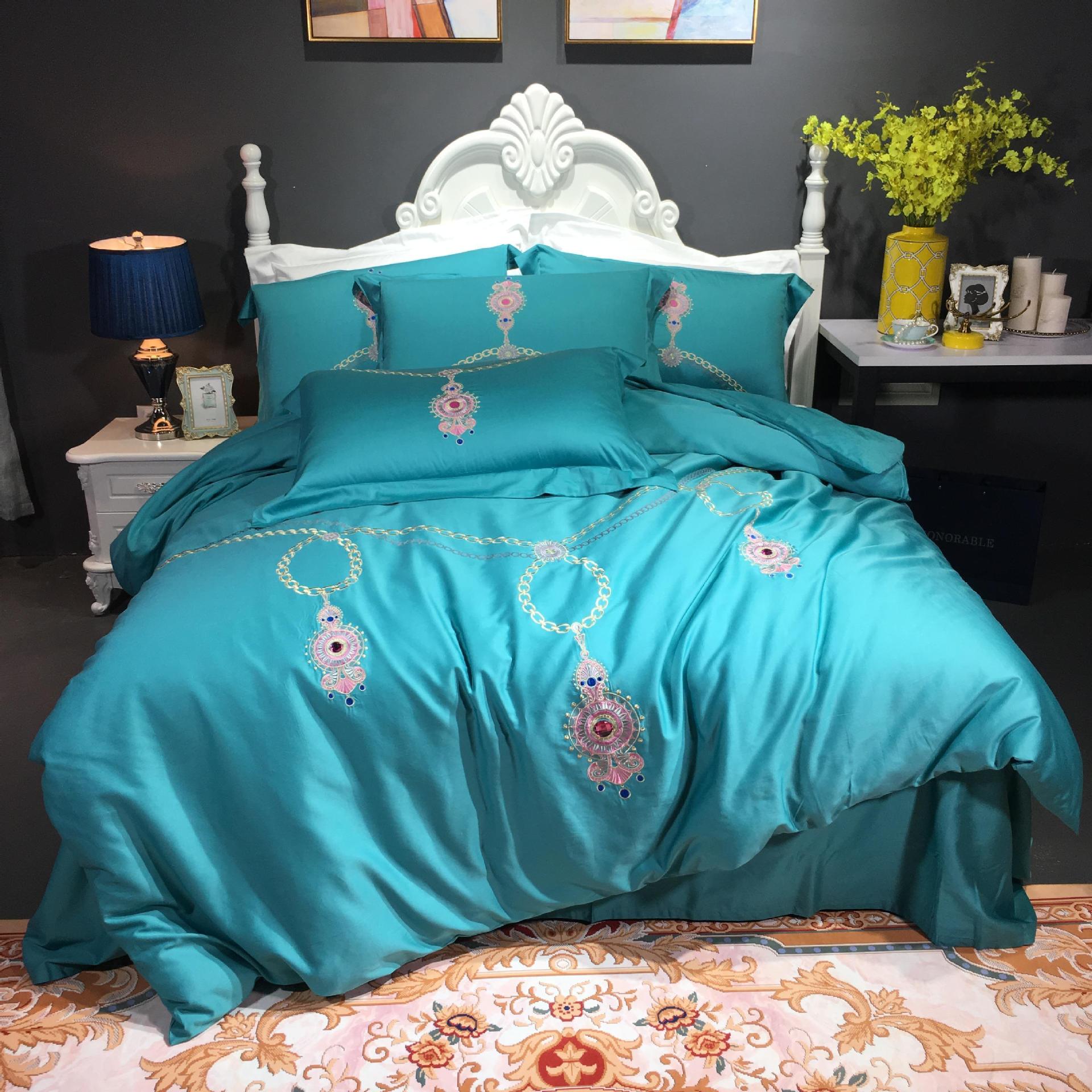 床上用品_新品60s长绒棉绣花四件套 外贸货源工艺全棉床上批发 - 阿里