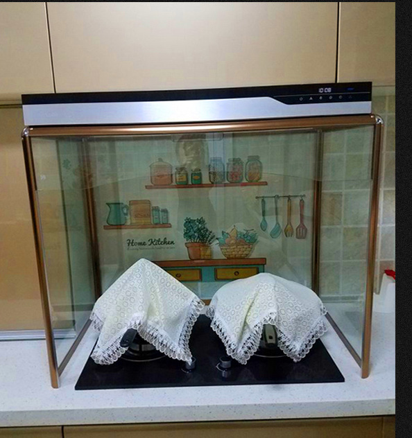 抽油烟机架子玻璃罩防烟罩拢烟罩 油烟机玻璃罩子支架挡油板铝材