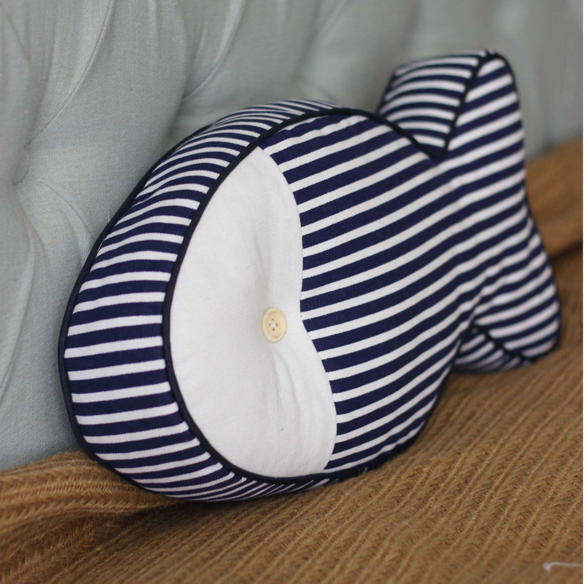 纯手工地中海海洋风格可爱手工帆布小鱼海星家居布艺靠垫抱枕礼物